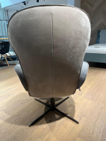 Jori - Relaxsessel Daydreamer Außenseite Leder Nubuck Cream Innen Stoff Grau - 8