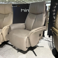 himolla - Sessel Easy Swing 4550 Leder Rustika 24 Lauch Beige Grau Sternfuß Edelstahl Pulverbeschichtet - 3