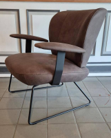 Activineo - Sessel Benni Semi Anilinleder Braun Geschliffen Gestell Schwarz Pulverbeschichtet - 2