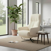 himolla - Sessel 7578 S-Lounger Stoff Q2 Loop Vanilla Cremeweiß Sternfuß Metall Schwarz Inkl. Akku - 6