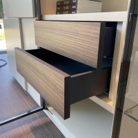 Molteni & C - Raumteiler 505 in Lack Kieselgrau mit Glastüren Schwarz Chrom - 9