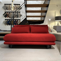 Ligne Roset - Sitztiefe // Schlafsofa Multy Stoff Amalfi Grenade Rot Gestell Metall Anthrazit Inklusive Matratze - 8