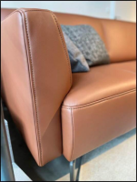Hülsta - Ecksofa hs.446 Leder 534-44 Signal Braun Füße Aluminium lackiert ohne Dekokissen - 2