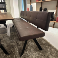 Girsberger - Sitzgruppe Stuhl Marel Und Bank Carim Leder Vitoria Ebony 2122 Dunkelbraun Braun Gestell Aluminium Schwarz - 5