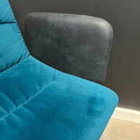 KFF - Stuhl Arva Light Außen Leder Sauvage Anthrazit Innen Stoff Seven Petrol Blau 4 Fuß Sterngestell Schwarz - 2