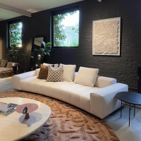 Minotti - Sofa Goodman Stoff Tibet Naturale Sockel Bronze mit 3 Kissen - 3