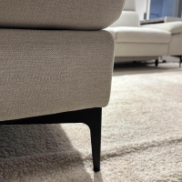 Global - Ecksofa Felipa Stoff Carmen 01 Naturel Weiß Beige Fuß Schwarz Inklusive Relaxfunktion - 6