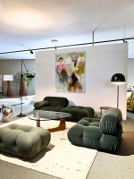 B&B Italia - Garnitur Camaleonda Stoff Licata Waldgrün mit Hocker Stoff Elmas Olivgrün Metall Chrom Glänzend - 3
