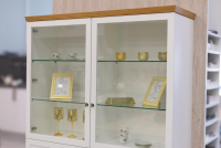 Hülsta - Highboard Vitrine Chalera Lack Reinweiß Natur Eiche - 7