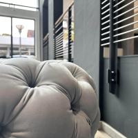 Baxter - Sofa Chester Moon Leder A Kashmir Ciment Grau Füße Buche Gefärbt Wenge Inklusive Kissen Slim - 9