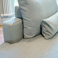 Molteni & C - Wohnlandschaft Octave Bezug Stoff Wing WG243 Grau Grün Gestell Metall Zinnfarbig Lackiert Inklusive Kissen - 7