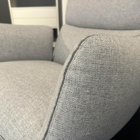 COR - Loungesessel Jalis Stoff 8300 Lichtgrau Grau 4 Fuß Drahtgestell Schwarz Pulverbeschichtet Inklusive Hocker - 3