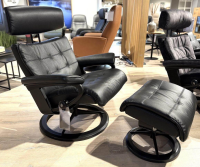 Stressless - Sessel Erik L Leder Cori Black Schwarz Gestell Signature Metall Schwarz Matt Inklusive Hocker - 4