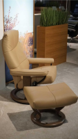 Stressless - Sessel David M Leder Batick Latte Beige Gestell Classic Holz Inklusive Hocker - 5