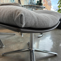 COR - Lounge Sessel Cordia Stoff 9129 Stahl Grau Schale Leder 171 Anthrazit Gestell Aluminium Poliert Inklusive Hocker - 7