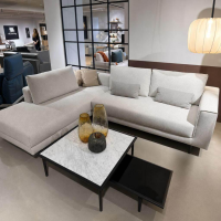Rolf Benz - Ecksofa 424 Stoff 044.12 Seidengrau Grau Beige Füße Umbragrau Matt - 4