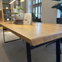 Team 7 - Esstisch Platte Eiche Wild Natur Geölt Gestell Metallkufe Schwarz Matt Pulverbeschichtet Mit Einlegeplatte - 6