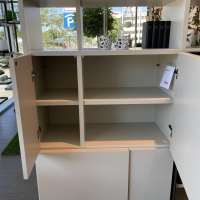 Molteni & C - Raumteiler 505 in Lack Kieselgrau mit Glastüren Schwarz Chrom - 2