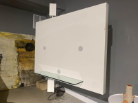 Bacher - TV Regal Hifi Two Vision Holzteile Lack Matt Reinweiß Weiß Glasblende Optiwhite Weiß Lackiert Metallteile Chrom Matt - 5