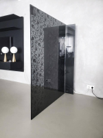 Glas Italia - Raumteiler Wall SIO2 Rauchglas Schwarz Mit Floralem Muster - 4