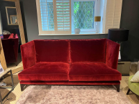 Bielefelder Werkstätten - Lounge Sofa Polo BW-162-3000 Stoff Emilia BW 1762-111 Rot Füße Holz Wengefarbig Gebeizt - 2