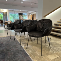 Freifrau - 6er Set Armchair Marie Leder Adora Canelo 95007 Schwarz 4 Fuß Stahlgestell Bronze Lasur Schwarz - 2