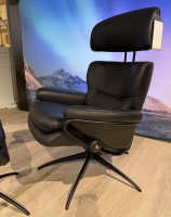 Stressless - Relaxsessel Rome Leder Paloma Black Gestell Metall Schwarz Matt Mit Verstellbarer Kopfstütze Inklusive Hocker - 4