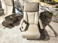 Hukla - Sessel Henning Leder BelVita Olive 59 Beige Sternfuß Schwarz Inklusive Motorischer Verstellung - 5