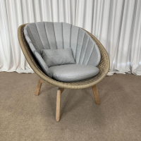 Cane Line - Loungesessel Peacock 402 Kunstfasergeflecht Natural Braun Gestell Teakholz Natur Geölt Mit Kissensatz Taupe Grau - 8