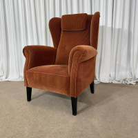 Puhlmann - Sessel Keitum Stoff Velour Coto 02 Orange Füße Schwarz Mit Verstellbarer Lehne Und Nackenkissen - 5