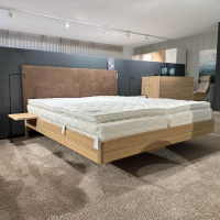 Team 7 - Bett Float L7 Kopfteil Naturleder 77720 Umbra Braun Gestell Eiche Weißöl Inklusive Matratzen Und Topper - 5