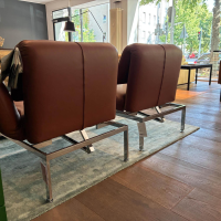 Brühl - 2er Set Liegesessel Roro Small Leder La Plume 5663 55 Braun Füße Metall Verchromt - 4