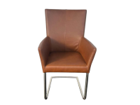 Lavida - 8er Set Stuhl Sedi 20 Freischwinger Echtleder Dakar Turf Hell Braun Gestell Edelstahl Matt Mit Kunststoffgleitern - 2