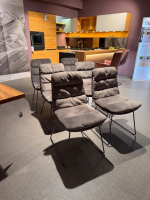 KFF - 6er Set Stuhl Arva Leder Dakota 6006 Grey Drahtkufengestell Metall Eisenblank Grau Lackiert - 7