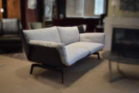 IP Design - Sofa Loft Innen Stoff Star Graphit Grau Außen Leder IP17163-181 Mara Braun Kufe Metall Schwarz Matt - 5