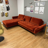 Eigene Herstellung - Ecksofa Living Rohleder Stoff Cloud 18 Rot Gesteppt Füße Metall Schwarz Mit Klappbaren Armlehnen - 7