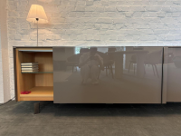 Molteni & C - Sideboard Pass-Word Außen Lack Hochglanz Dolomitgrau Grau Braun Innen Zeder Natur Füße Metall Poliert - 7
