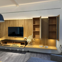 Team 7 - Wohnwand Eiche Natur Geölt Mit Glaswange Weiß Matt Und Mittelgrau Matt Mit Stofffront - 8