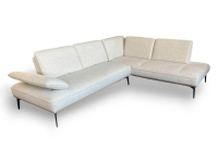 JOOP! - Ecksofa 8166 Stoff Canvas Natura Beige Holzrahmen Füße Schwarz Inklusive Hocker - 4