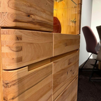 Natura - Vitrine Cartago Soft Astbuche Massiv Natur Geölt Glasböden Mit Beleuchtung - 7