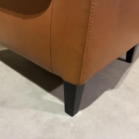 Sitzwerk - Sessel Franco Leder Antilope Hafer Braun Holzfüße Eiche Dunkel Inklusive Hocker - 8