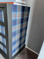 Gruber - Kommode Hollywood Stoff Und Leder Blau Schwarz Kariert Korpus Holz Schwarz - 4