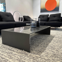 Minotti - Beistelltisch Linha Platte Marmor Grigio Orobico Grau Seitenteile Aluminium Braun - 4