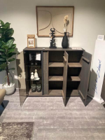 Natura - Highboard Saratoga Buche Massiv Geölt Silbergrau Grau Braun Inklusive Beleuchtung - 3