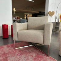 KFF - Lounge Sessel Luis Leder Siena Schlammgrau 1377 Gestell Edelstahl Silbergrau Pulverbeschichtet - 6