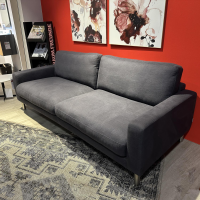 Wagner Living - Sofa Design Stoff 2 Dunkel Grau Blau Fuß Chrom Blau - 4