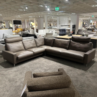 Erpo - Ecksofa Classics 500 Leder 43.860 Lava Grau Braun Fuß CL 59 Hochglanz Mit Verstellbarer Kopfstütze - 10