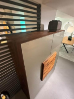 Scholtissek - Geschirrschrank Floatglas Beige Grau Nussbaum Gebeizt - 3