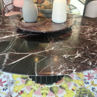 Janua - Tisch BC 07 Basket Platte Stein Rosso Lepanto Schwarz Rot Streben Tiefschwarz Schwarz Mit Drehteller Lazy Susan - 8