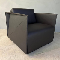 Walter Knoll - Sessel T Ray Leder Mondeal Teak Braun Gestell Drehteller Hochglanz Verchromt Mit Kunststoffgleitern - 4